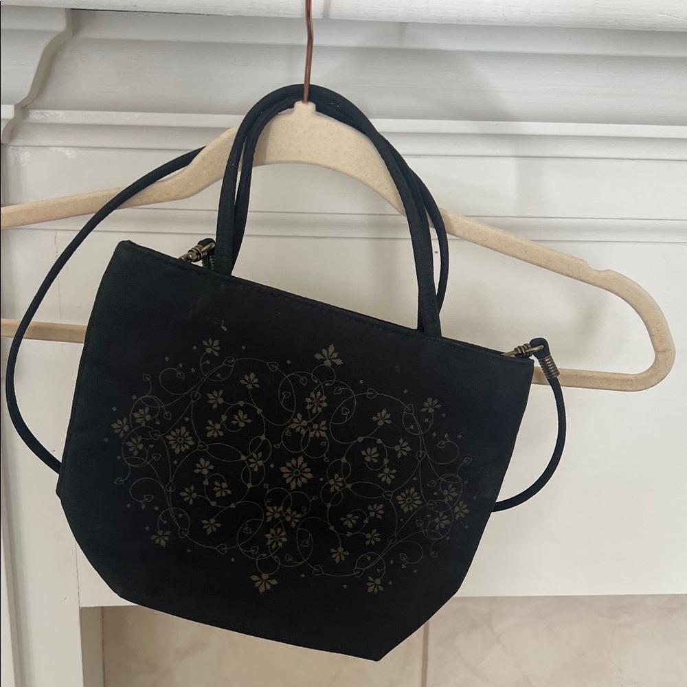 Chic Black Floral Mini Bag